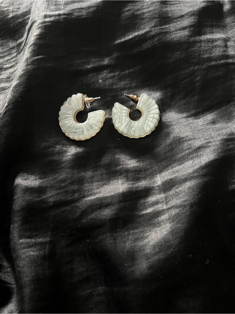 Carved Pearl-Effect Crescent Hoop Earrings - Women